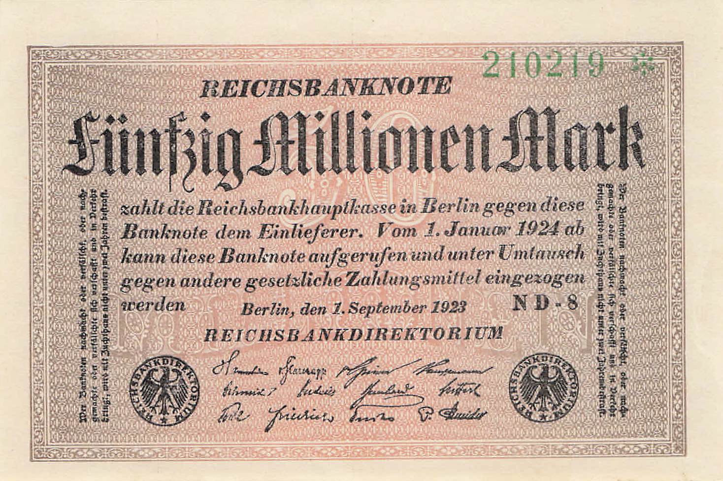 Ro.108 50 Millionen Mark 1923